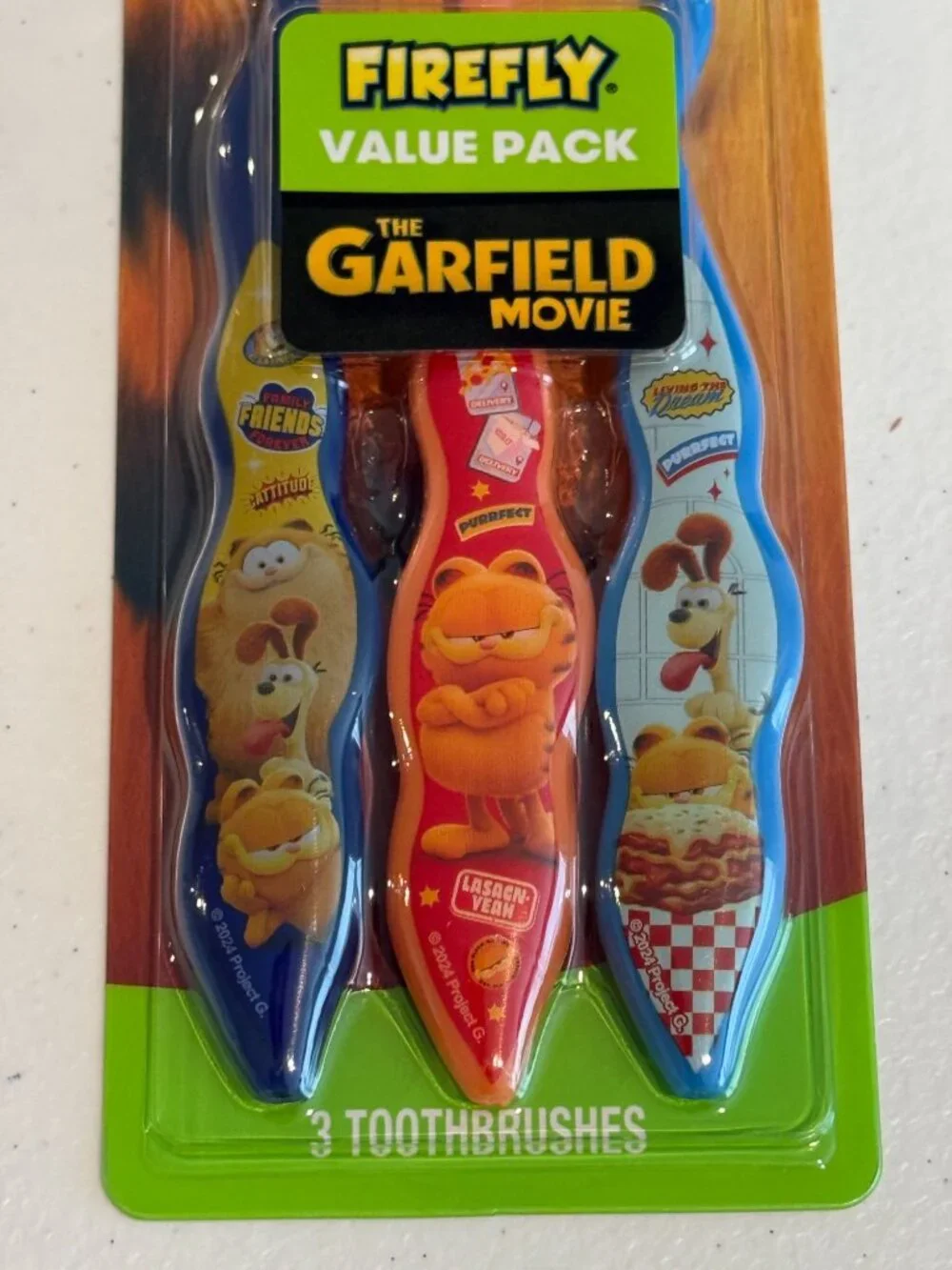 Firefly Garfield Toothbrush 3 Pack Kids Soft Bristle Movie Oral Care New